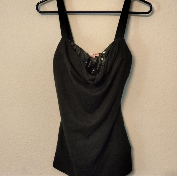 BONGO vintage y2k sequin cowl neck tank top black - Picture 4 of 4